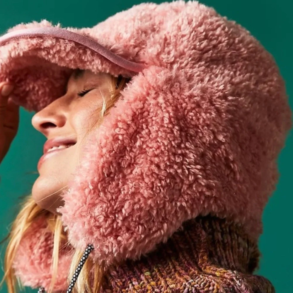 NWT Free People x Kangol Faux Shearling Utility Flap Cap Hat Z202